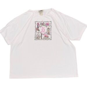 Vintage Northern Reflections Gardening Embroidered Flowers Graphic Tee T-Shirt
